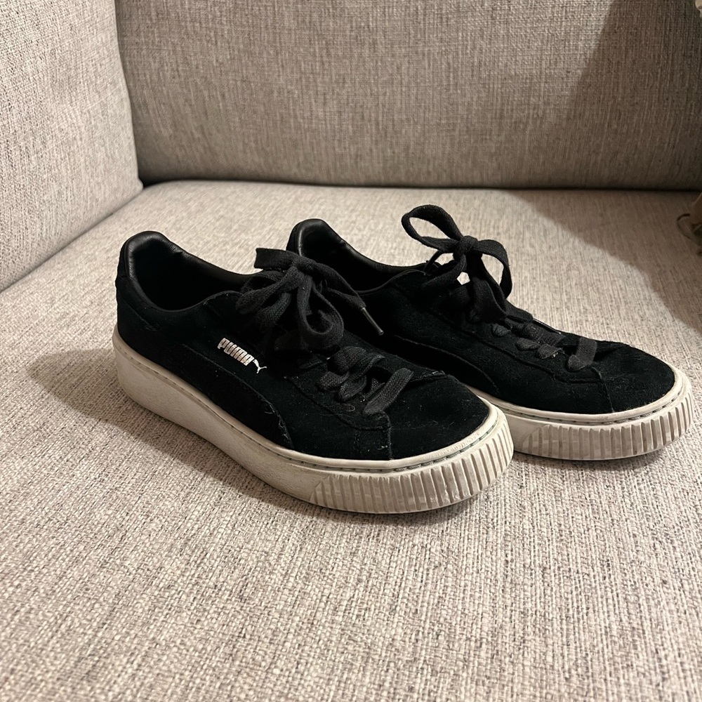 Puma Black Sneakers with White Soles